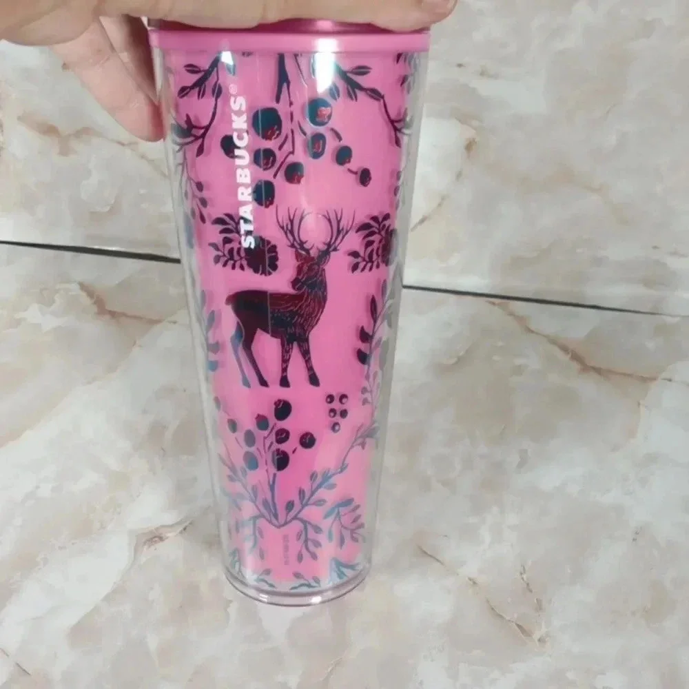 Starbucks 2022 Holiday woodland lace color change pink